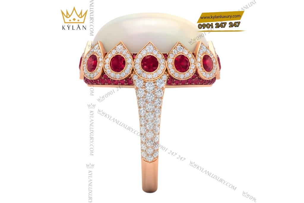 Kỳ Lân Luxury Nhan nu vang hong Au750 dinh kim cuong va da quy 6 Nhẫn nữ vàng hồng Au750 đính kim cương và đá quý