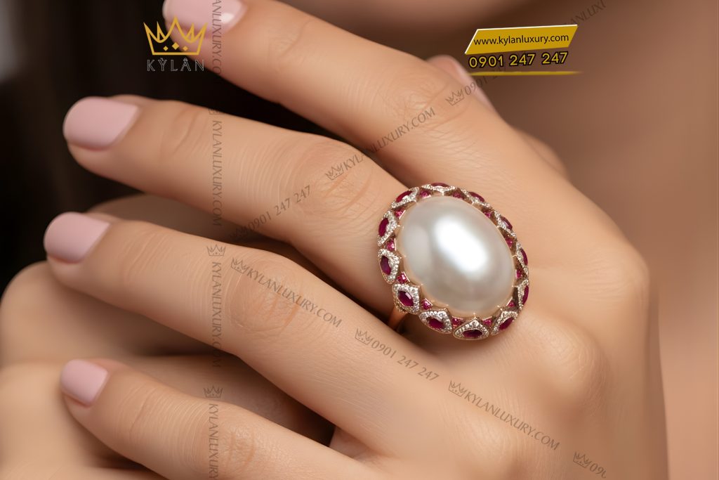 Kỳ Lân Luxury Nhan nu vang hong Au750 dinh kim cuong va da quy 7 Nhẫn nữ vàng hồng Au750 đính kim cương và đá quý