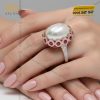 Nhẫn nữ vàng hồng Au750 đính kim cương và đá quý