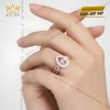 Nhẫn nữ vàng hồng Au750 đính kim cương và đá quý hồng