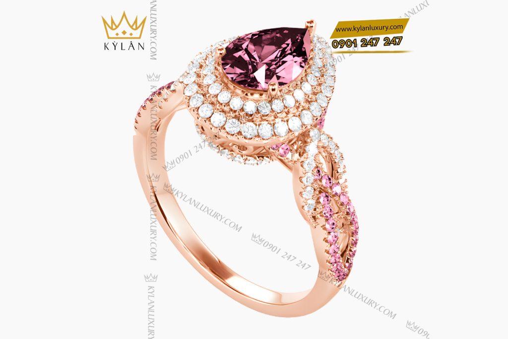 Nhẫn nữ vàng hồng Au750 đính kim cương và đá quý hồng 9 Kỳ Lân Luxury Nhan nu vang hong Au750 dinh kim cuong va da quy hong 4 1 Nhẫn nữ vàng hồng Au750 đính kim cương và đá quý hồng