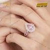 Nhẫn nữ vàng hồng Au750 đính kim cương và đá quý hồng
