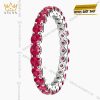 Nhẫn nữ vàng trắng Au750 đính đá ruby