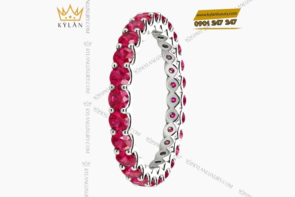 Nhẫn nữ vàng trắng Au750 đính đá ruby 13 Kỳ Lân Luxury Nhan nu vang trang Au750 dinh da ruby 4 Nhẫn nữ vàng trắng Au750 đính đá ruby