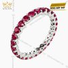 Nhẫn nữ vàng trắng Au750 đính đá ruby