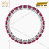 Nhẫn nữ vàng trắng Au750 đính đá ruby