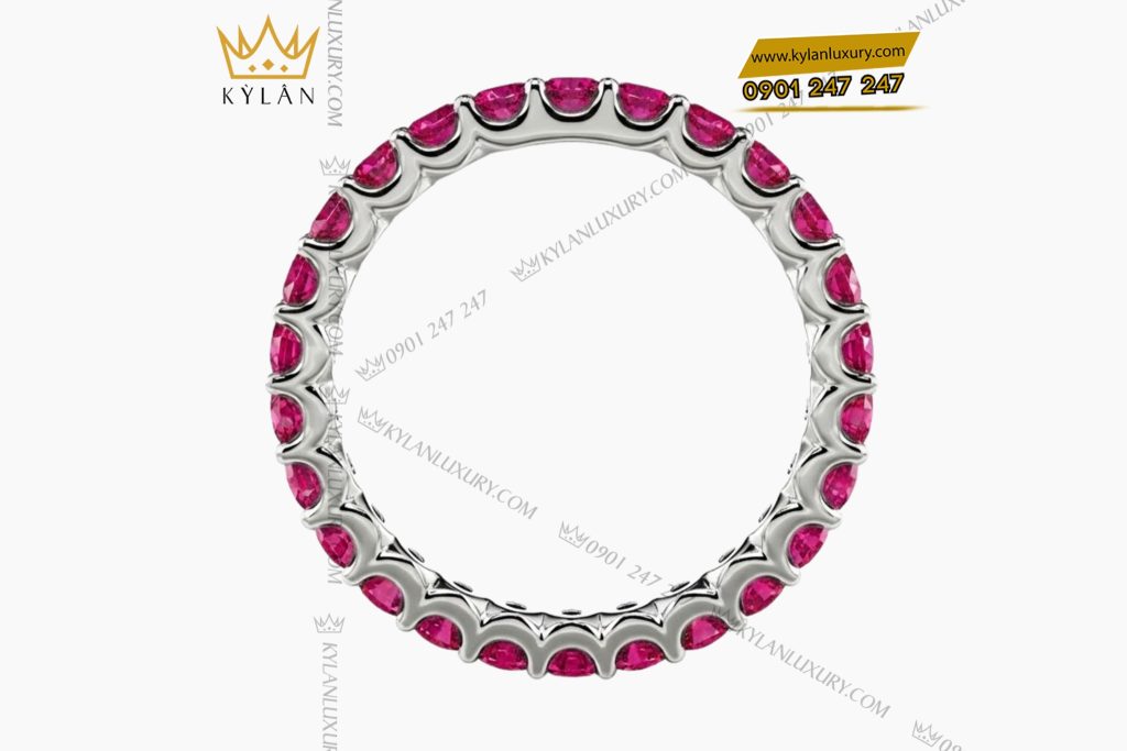 Nhẫn nữ vàng trắng Au750 đính đá ruby 3 Nhẫn nữ vàng trắng Au750 đính đá ruby