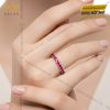 Nhẫn nữ vàng trắng Au750 đính đá ruby
