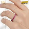 Nhẫn nữ vàng trắng Au750 đính đá ruby