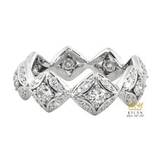 Nhẫn nữ vàng trắng Au750 đính kim cương