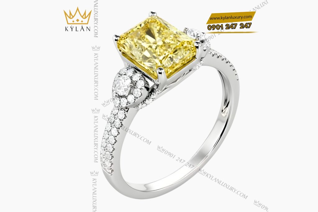 Nhẫn nữ vàng trắng Au750 đính kim cương 3 Nhẫn nữ vàng trắng Au750 đính kim cương