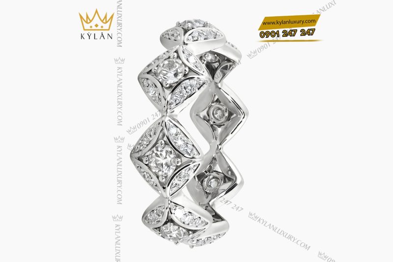 Nhẫn nữ vàng trắng Au750 đính kim cương