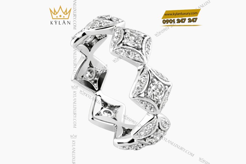 Nhẫn nữ vàng trắng Au750 đính kim cương