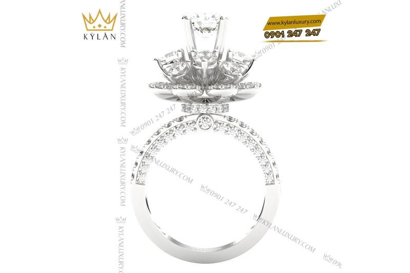 Nhẫn nữ vàng trắng Au750 đính kim cương