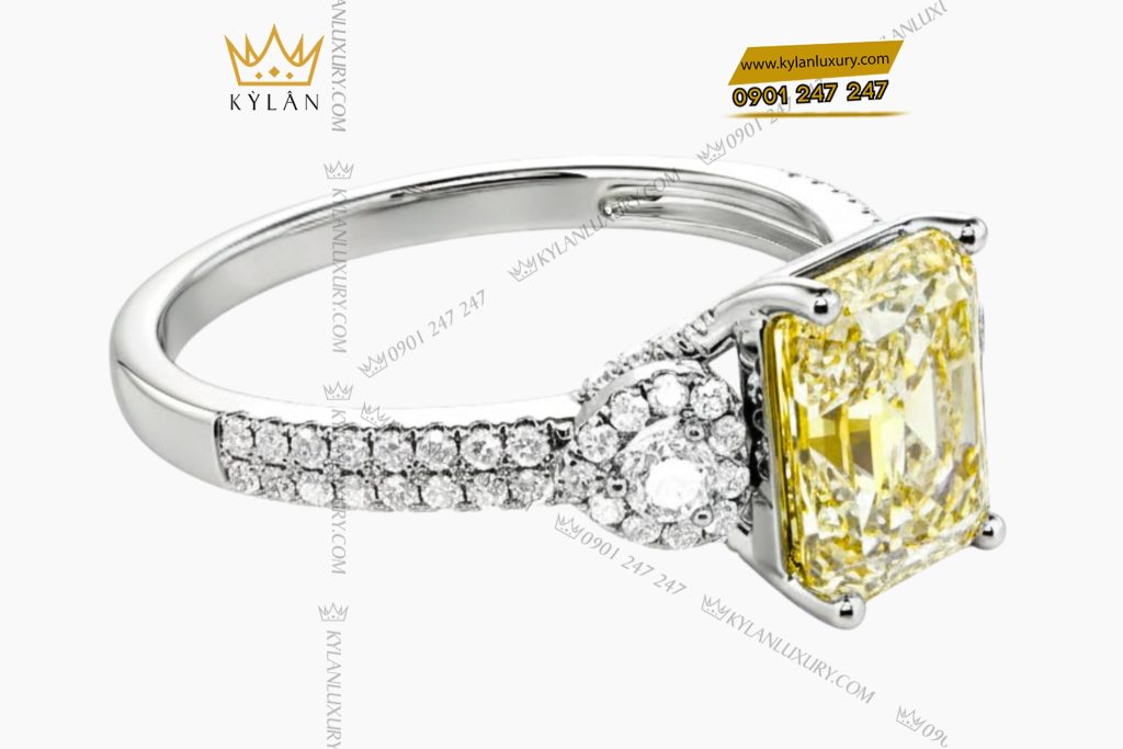 Nhẫn nữ vàng trắng Au750 đính kim cương 9 Kỳ Lân Luxury Nhan nu vang trang Au750 dinh kim cuong 5 Nhẫn nữ vàng trắng Au750 đính kim cương