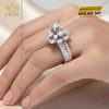 Nhẫn nữ vàng trắng Au750 đính kim cương
