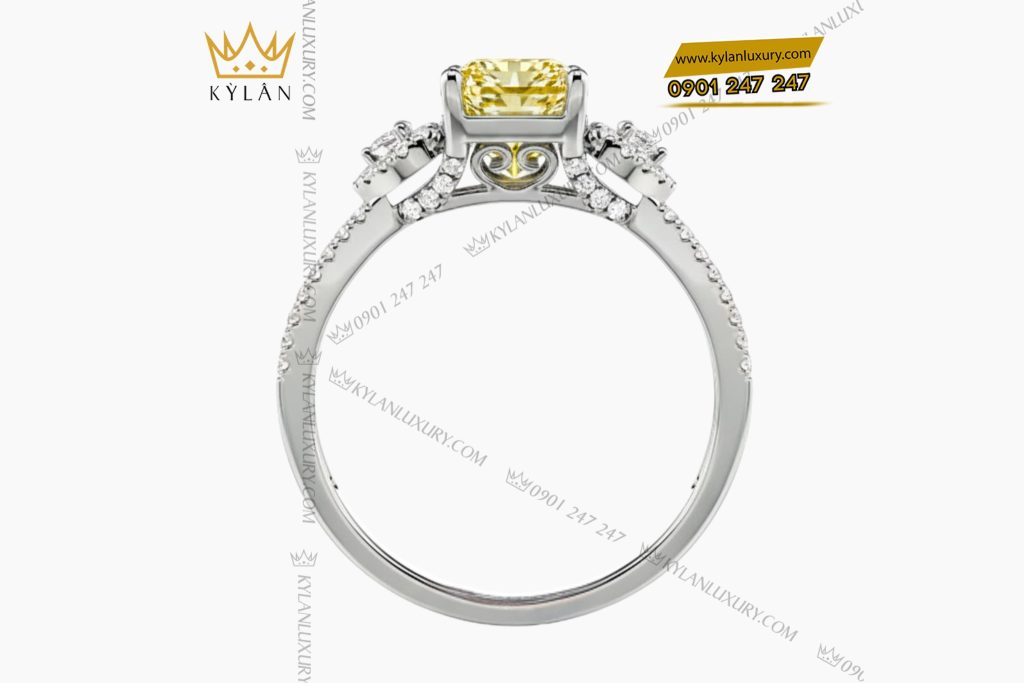 Nhẫn nữ vàng trắng Au750 đính kim cương 4 Nhẫn nữ vàng trắng Au750 đính kim cương