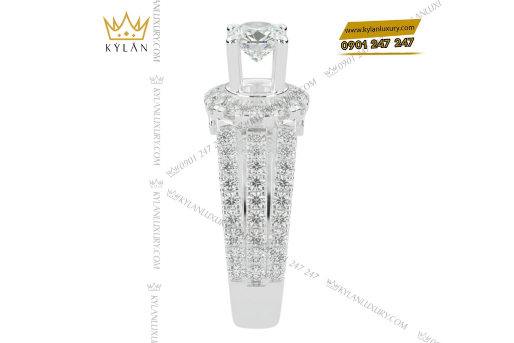 Nhẫn nữ vàng trắng Au750 đính kim cương 5 Nhẫn nữ vàng trắng Au750 đính kim cương