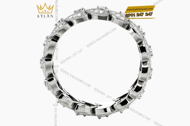 Nhẫn nữ vàng trắng Au750 đính kim cương