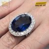 Nhẫn nữ vàng trắng Au750 đính kim cương và đá sapphire xanh