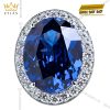 Nhẫn nữ vàng trắng Au750 đính kim cương và đá sapphire xanh
