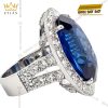 Nhẫn nữ vàng trắng Au750 đính kim cương và đá sapphire xanh