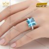 Nhẫn nữ vàng trắng Au750 đính kim cương và đá topaz