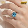 Nhẫn nữ vàng trắng Au750 đính kim cương và đá topaz
