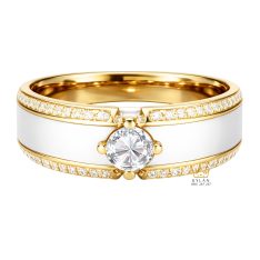 Nhẫn nữ vàng vàng Au750 đính kim cương