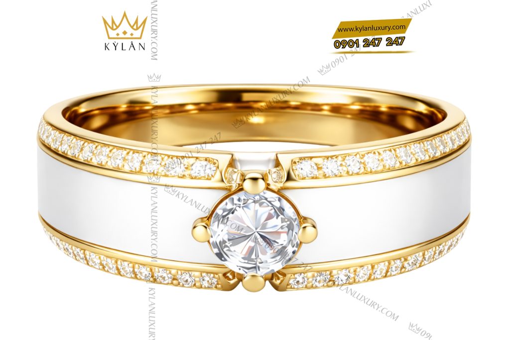 Nhẫn nữ vàng vàng Au750 đính kim cương