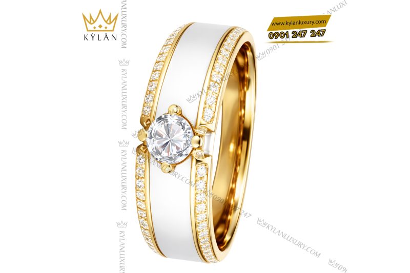 Nhẫn nữ vàng vàng Au750 đính kim cương