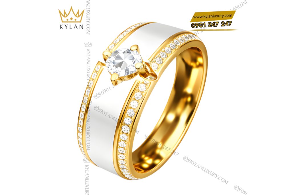 Kỳ Lân Luxury Nhan nu vang vang Au750 dinh kim cuong 4 Nhẫn nữ vàng vàng Au750 đính kim cương