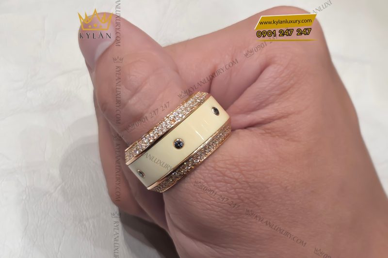 Nhẫn xoay ngà voi vàng hòng Au750 đính kim cương