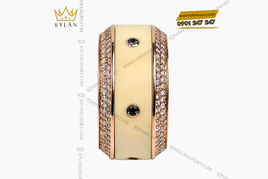 Nhẫn xoay ngà voi vàng hòng Au750 đính kim cương 3 Nhẫn xoay ngà voi vàng hòng Au750 đính kim cương