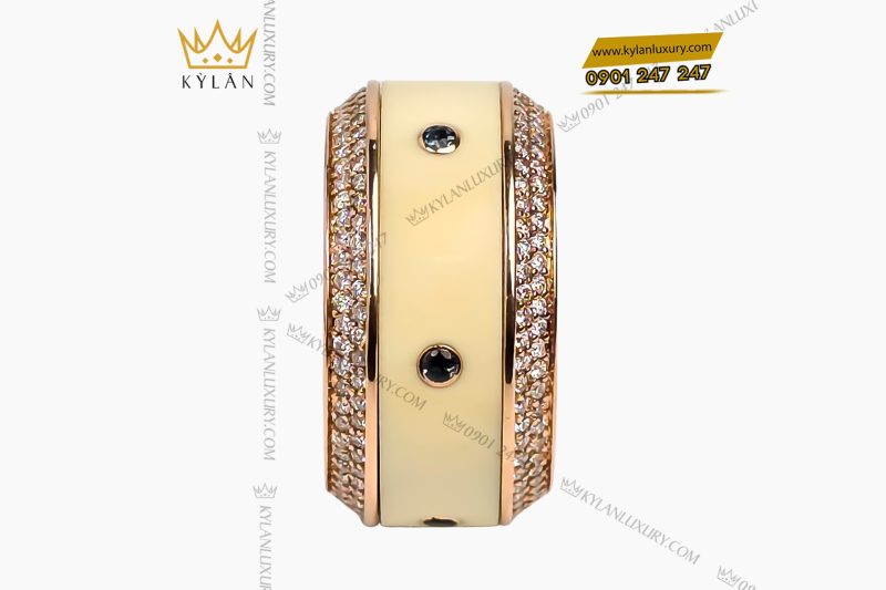 Nhẫn xoay ngà voi vàng hòng Au750 đính kim cương