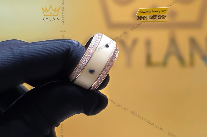 Nhẫn xoay ngà voi vàng hòng Au750 đính kim cương