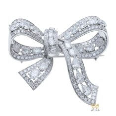 Nơ cài áo vàng trắng Au750 đính kim cương Nơ cài áo vàng trắng Au750 đính kim cương