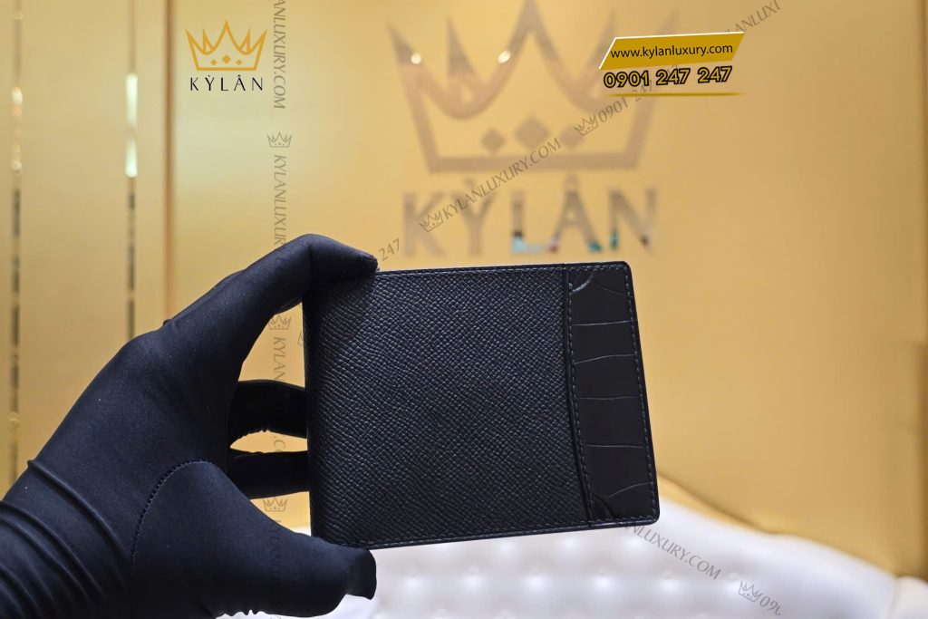 Kỳ Lân Luxury Vi nam da Epsom den 10 Ví nam da Epsom đen mix da Swift