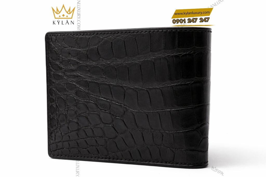 Ví nam da cá Alligator black mix da bê 8 Kỳ Lân Luxury Vi nam da ca Alligator black 2 Ví nam da cá Alligator black mix da bê