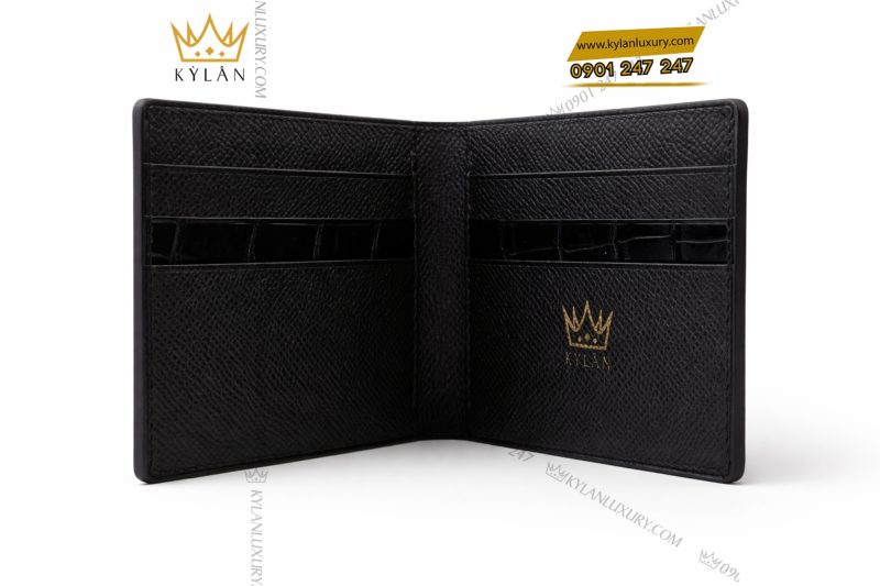 Ví nam da cá Alligator black mix da bê