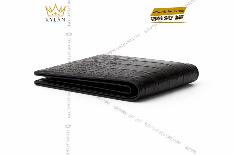 Ví nam da cá Alligator black mix da bê