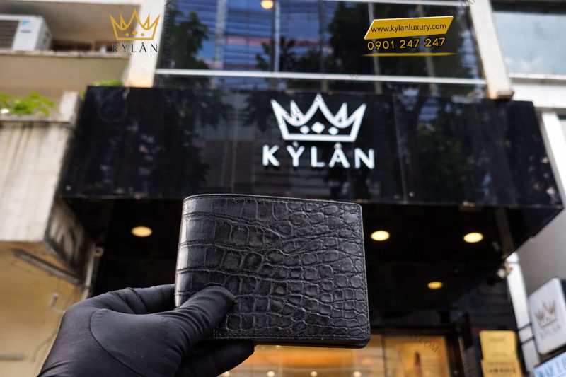 Ví nam da cá Alligator black mix da bê