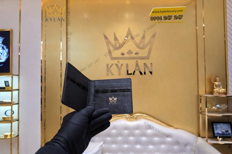 Ví nam da cá Alligator black mix da bê