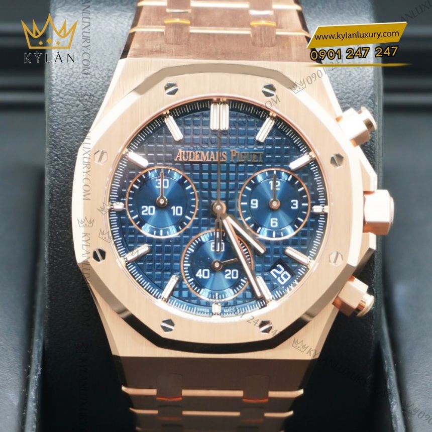 Kỳ Lân Luxury audemars piguet royal oak chronograph 26240or.oo .1320or.05 10 Đồng hồ Audemars Piguet Royal Oak Chronograph vàng hồng mặt xanh