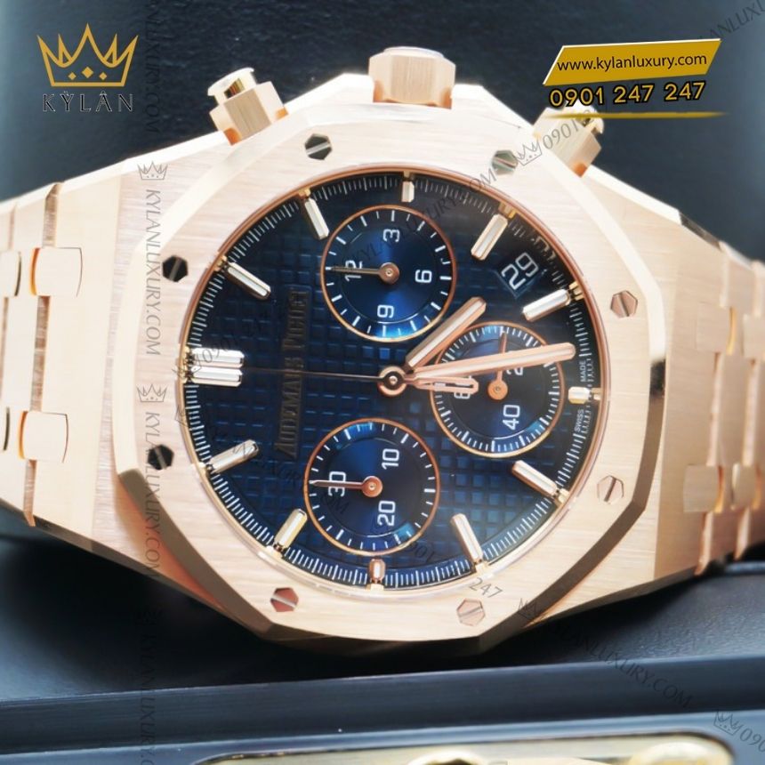 Kỳ Lân Luxury audemars piguet royal oak chronograph 26240or.oo .1320or.05 12 Đồng hồ Audemars Piguet Royal Oak Chronograph vàng hồng mặt xanh