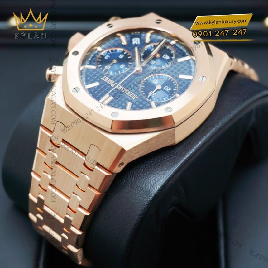 Kỳ Lân Luxury audemars piguet royal oak chronograph 26240or.oo .1320or.05 14 Đồng hồ Audemars Piguet Royal Oak Chronograph vàng hồng mặt xanh