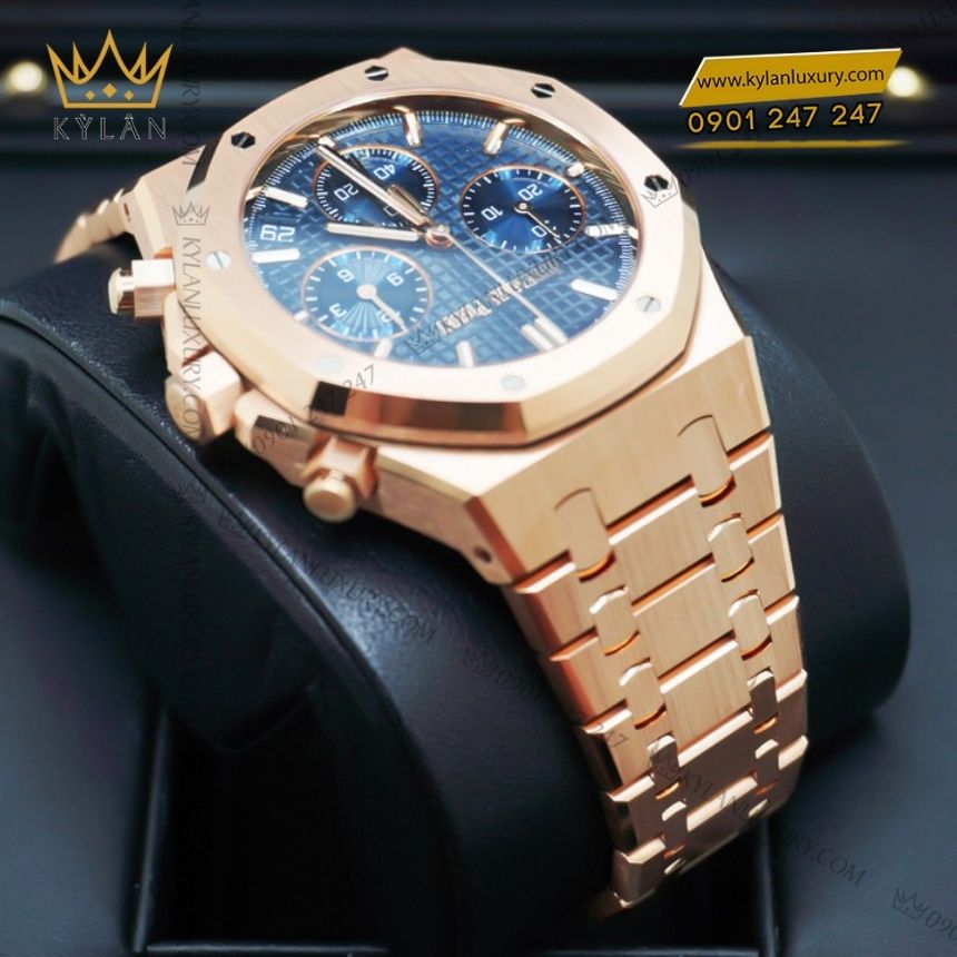 Kỳ Lân Luxury audemars piguet royal oak chronograph 26240or.oo .1320or.05 17 Đồng hồ Audemars Piguet Royal Oak Chronograph vàng hồng mặt xanh