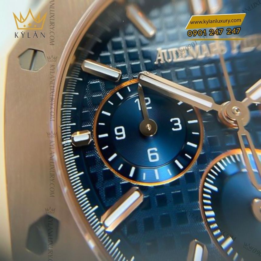 Kỳ Lân Luxury audemars piguet royal oak chronograph 26240or.oo .1320or.05 7 Đồng hồ Audemars Piguet Royal Oak Chronograph vàng hồng mặt xanh