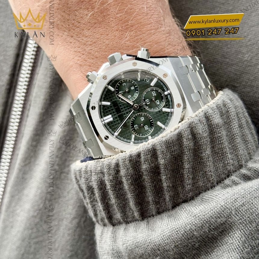 Kỳ Lân Luxury audemars piguet royal oak chronograph 26240st.oo .1320st.08 2 Đồng hồ Audemars Piguet Royal Oak Chronograph 41mm thép mặt xanh kaki