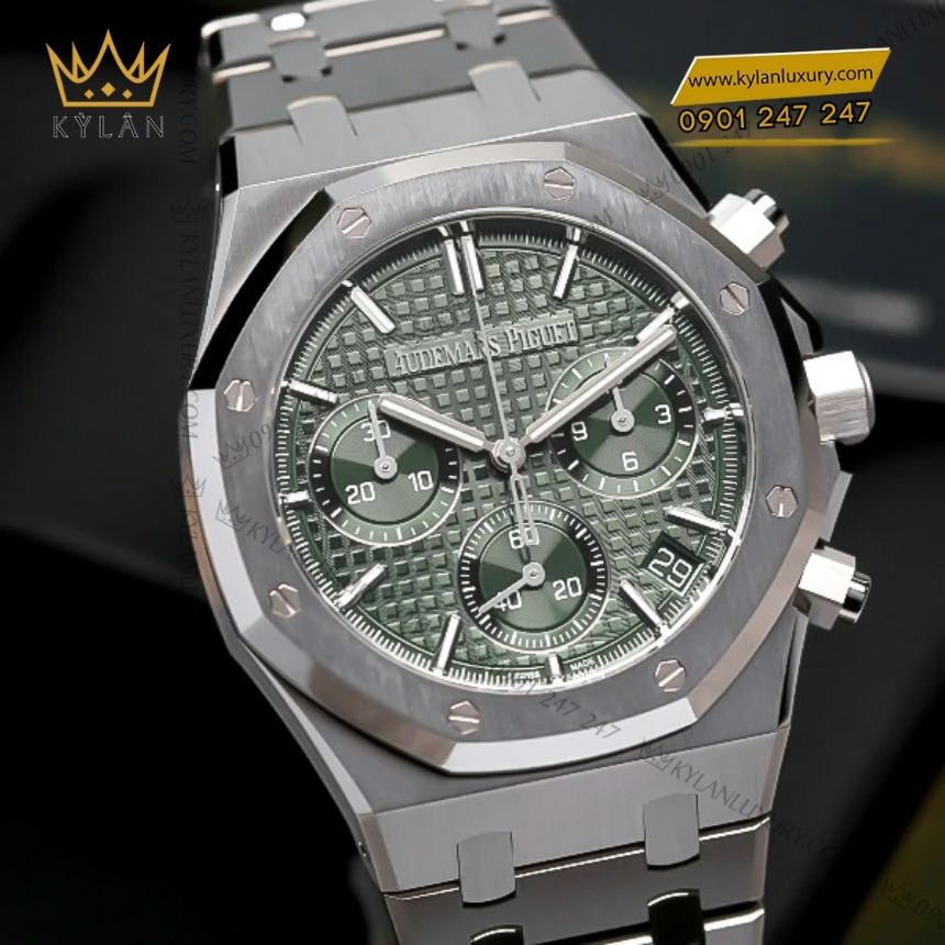 Kỳ Lân Luxury audemars piguet royal oak chronograph 26240st.oo .1320st.08 6 Đồng hồ Audemars Piguet Royal Oak Chronograph 41mm thép mặt xanh kaki